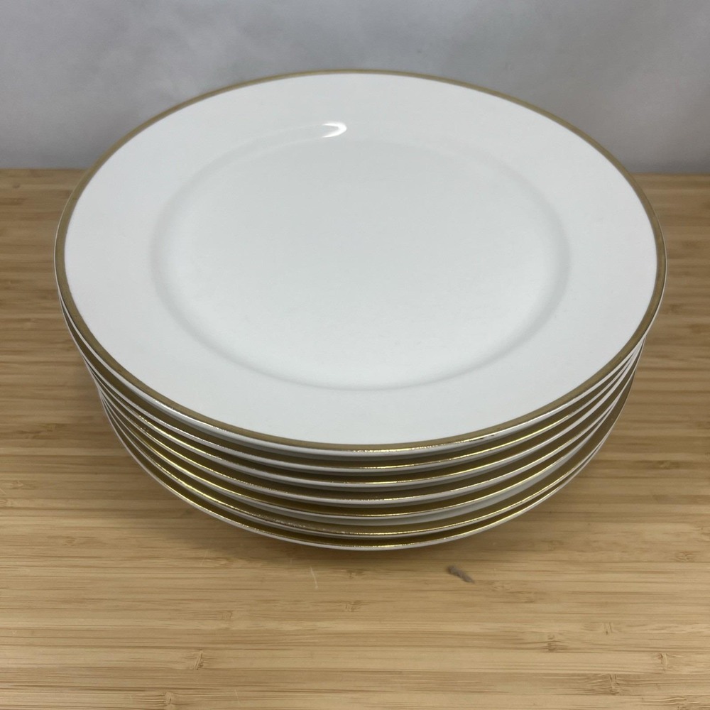1 Vintage Pope-Gosser China Dinner Plate 10" White with‎ Gold Trim USA -7 avail.